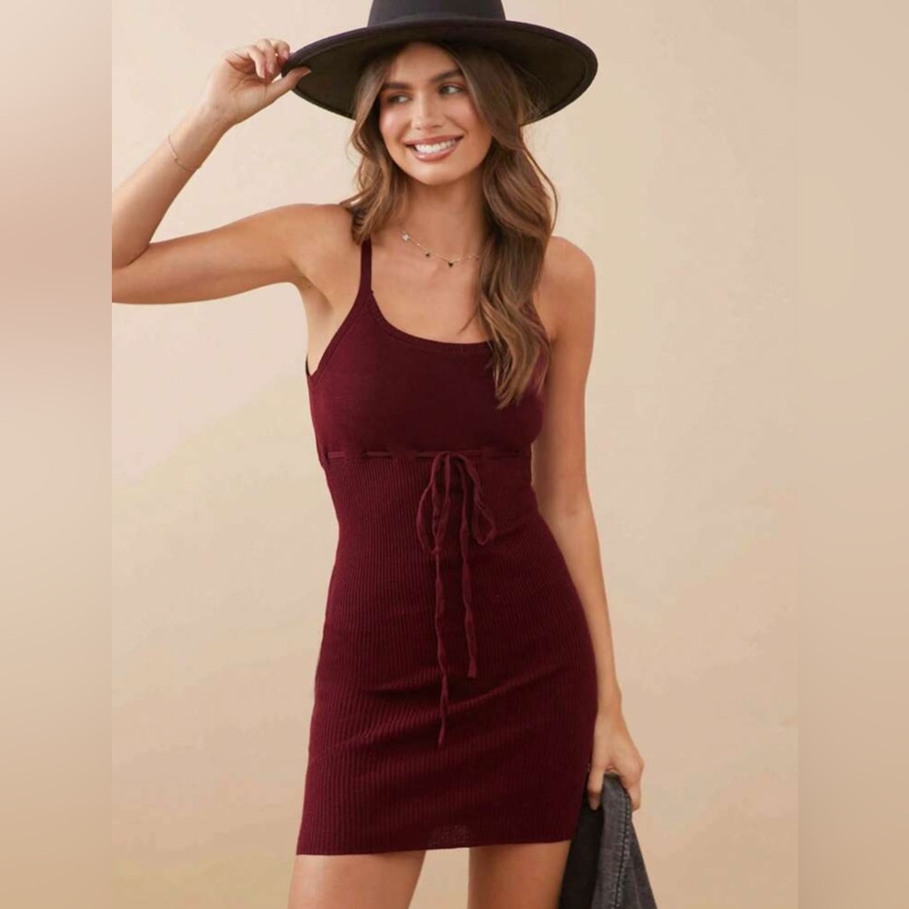 BOHO Knit Tie Front Mini Dress NWOT